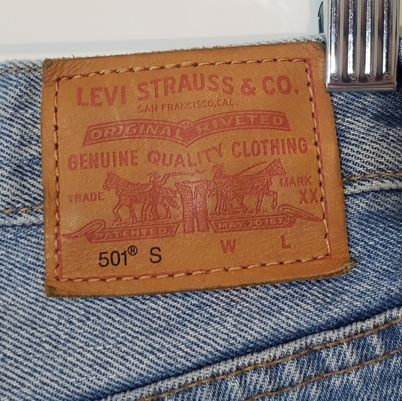 Levi's 501 Big E Premium  Vintage Button Fly  Distressed  Blue Jeans  Sz 25 X 28 - Picture 13 of 16